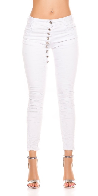 Low Crotch Jeans buttoned White
